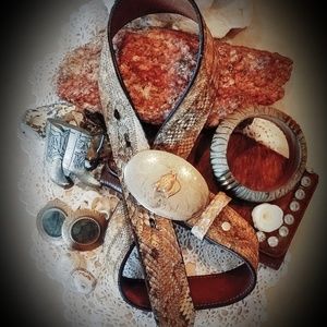 5 PC Set! Snake Belt, 2 Buckles, Bangle & Earrings